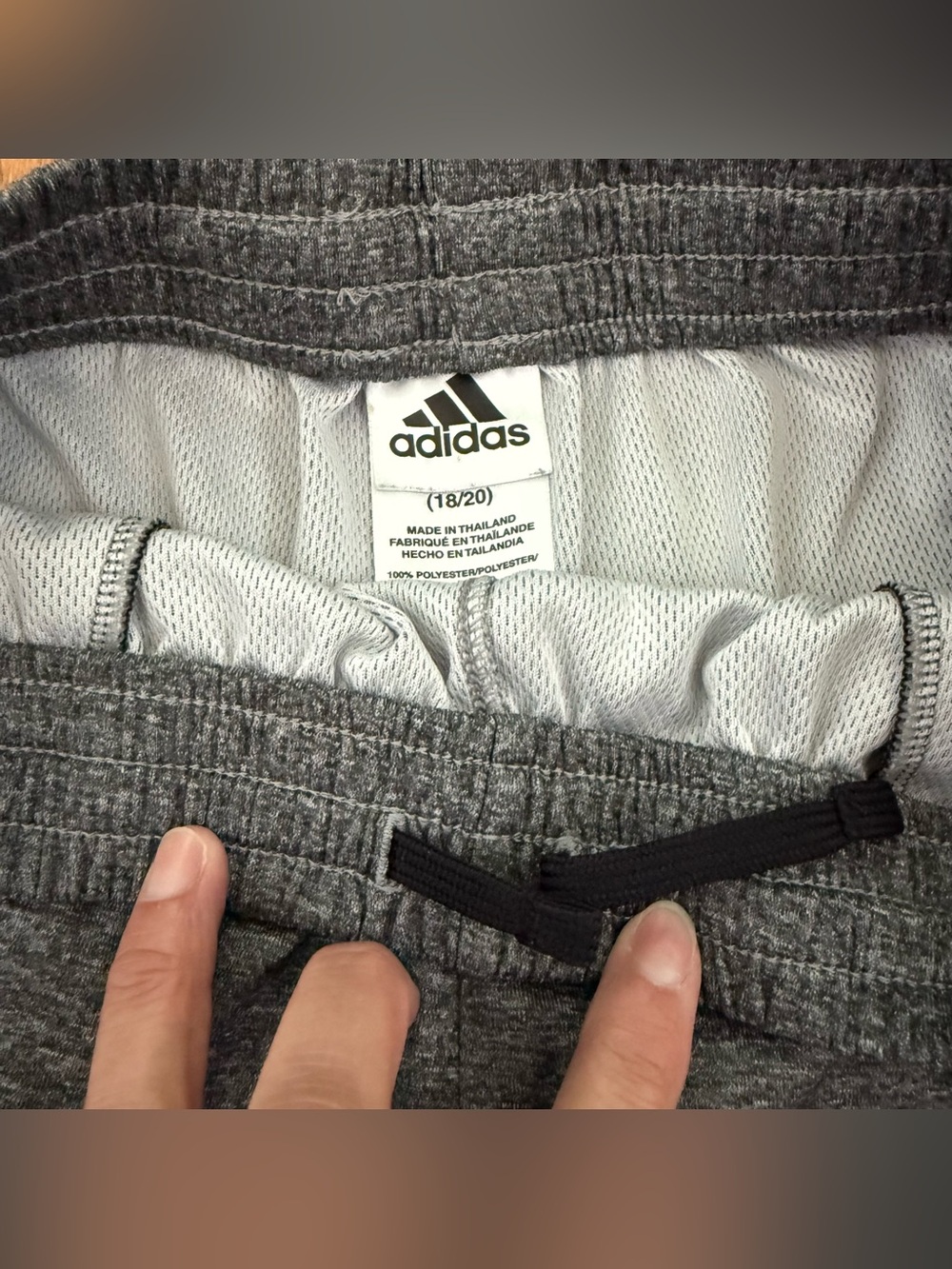 Adidas Boys Gray Athletic Shorts with Black Stripe size 18/20 - Picture 4 of 8